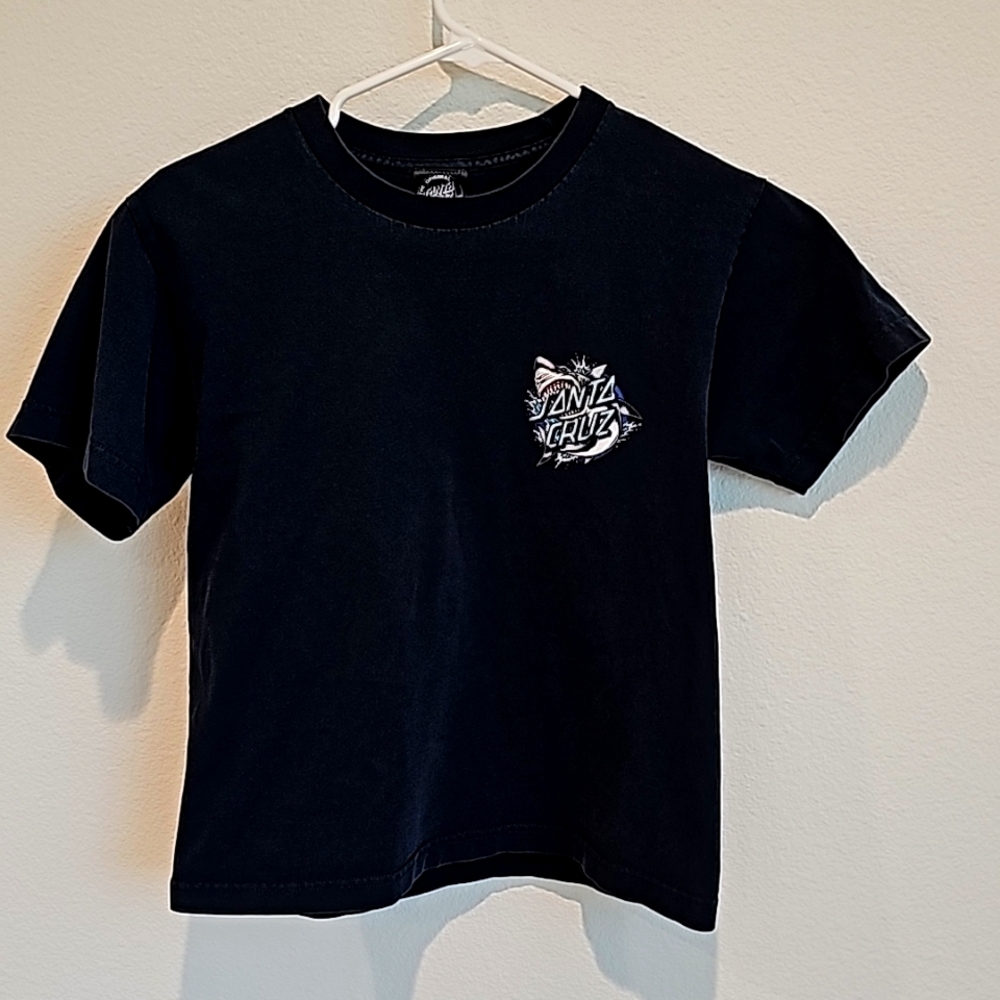Santa Cruz dark blue shirt with shark design. Size youth s/m